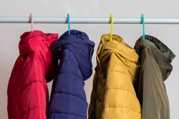 istock Rank of down jackets hanging 1803583415