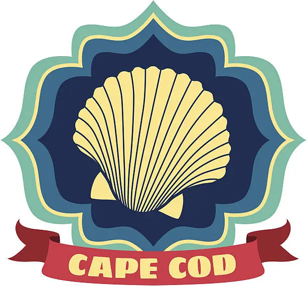 Vector illustration of Cape Cod luggage label or travel sticker
