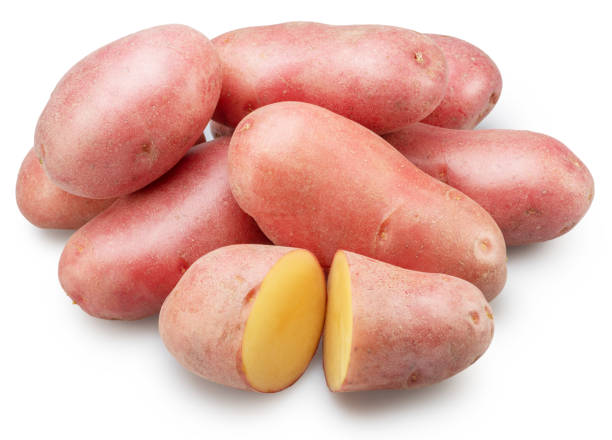 istock Red-skinned potato tubers on white background. File contains clipping path. 1803599986