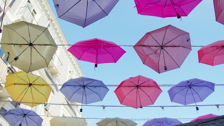 Umbrella composition in a street of Catania