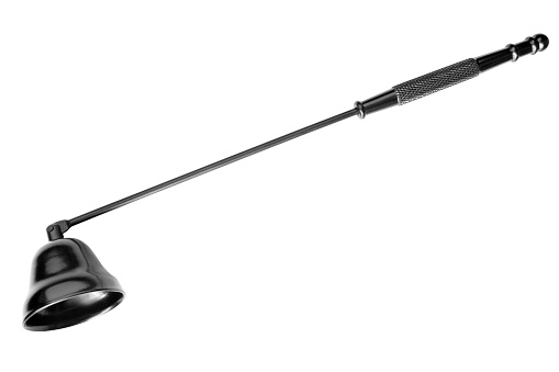Black steel candle snuffer bell isolated on white background