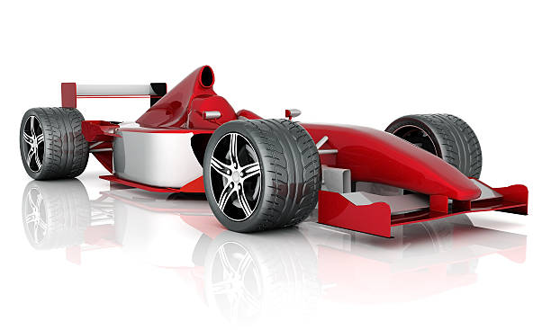 istock Red and silver open-wheel single-seater racing car race car on a white background 180361643