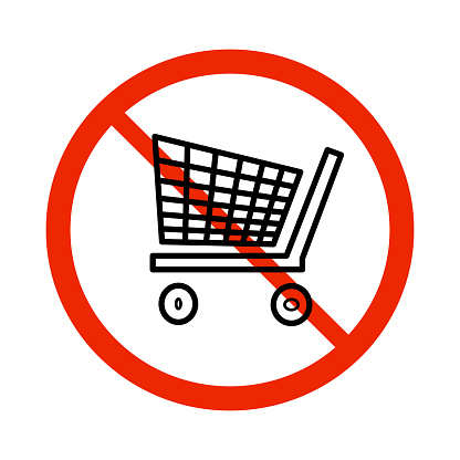 No shopping trolley restrict sign design for shopping mall and super market. Stock vector illustration