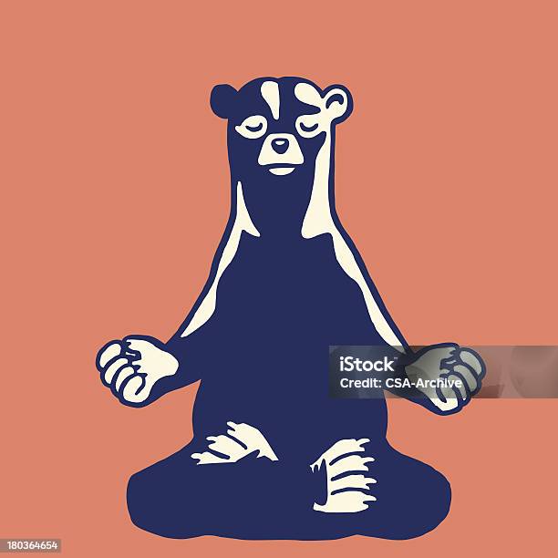 Vetores de Bear Meditating e mais imagens de Urso - Urso, Yoga, Estilo retrô