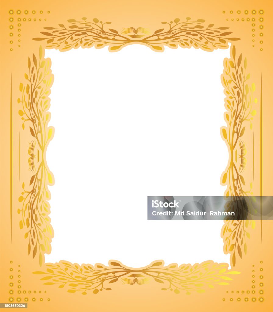 Golden Frame With Leaves Vector Golden Floral Frame With Place For Your