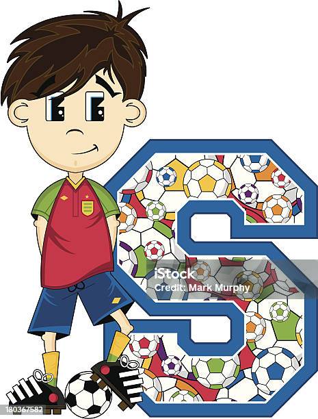 Ilustración de Aprendizaje De Fútbol Niño Con Diseño De Arco Iris Letra S y más Vectores Libres de Derechos de Adolescente