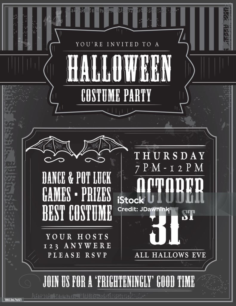 Halloween-Kostümparty Einladung design-Vorlage - Lizenzfrei Einladungskarte Vektorgrafik