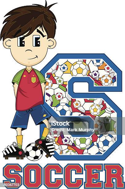 Piłka Nożna Chłopiec Wzorzyste Się Litera S - Stockowe grafiki wektorowe i więcej obrazów 5-a-side - 5-a-side, Alfabet, But piłkarski