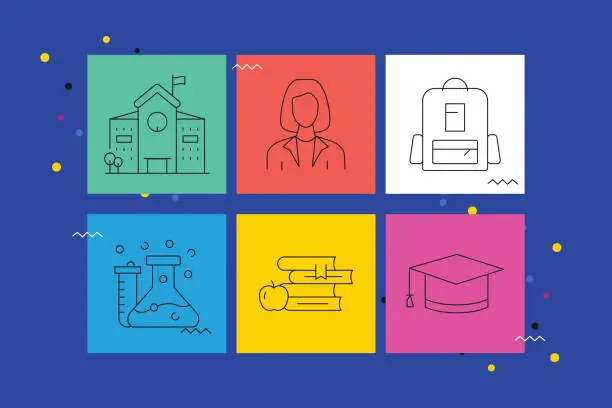 Vector illustration of School And Education , Thin Line Icons in Vector Style. Ready template for icons, infographics, mobile and web etc.