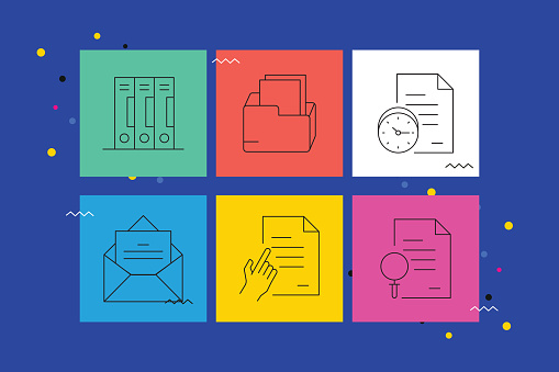 Document ,Thin Line Icons in Vector Style. Ready template for icons, infographics, mobile and web etc.