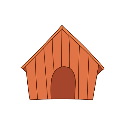 Pet kennel colorful doodle illustration in vector on isolated white background