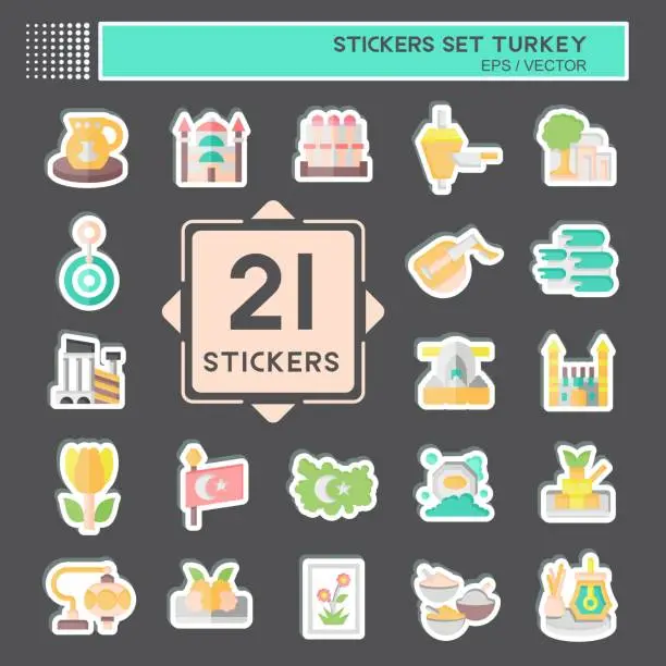 Vector illustration of Sticker Set Turkey. related to Education symbol. simple design editable. simple illustration