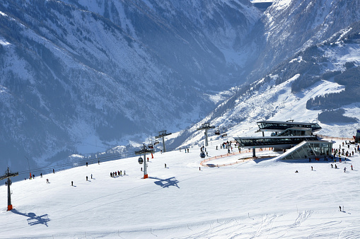 Pair of cross skis in snow