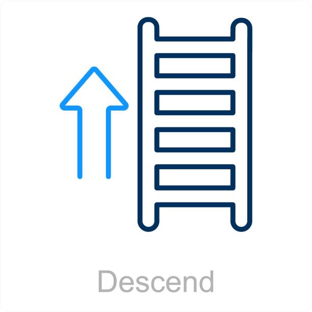 Descend  and way icon concept This is beautiful handcrafted pixel perfect Black and Blue Filled Direction icon assort stock illustrations