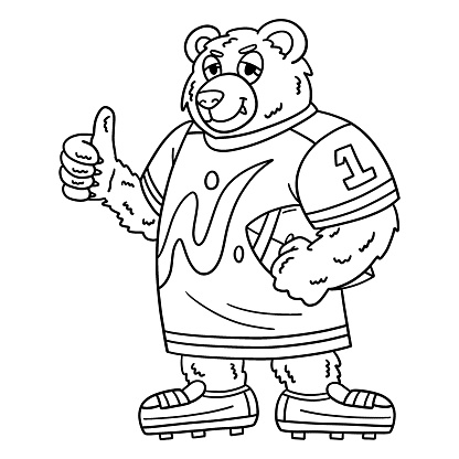American Football Bear Mascot Isolated Coloring Stock Illustration