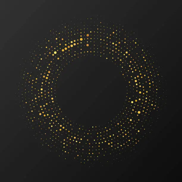 Vector illustration of Abstract gold glowing halftone dotted background