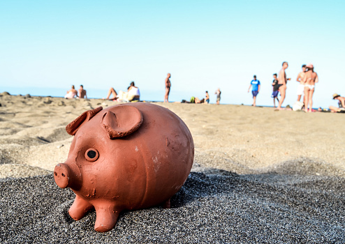 Photo Picture of Piggy Bank on the Sand Beach
