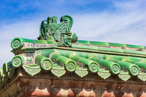 Detail of roof decoration in the Temple of Heaven Park in Beijing, China