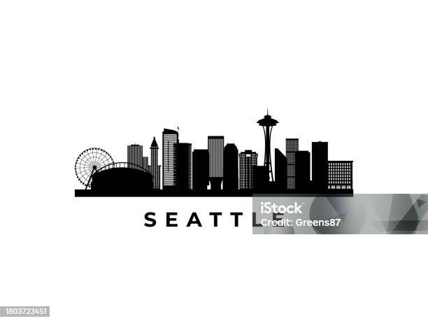 Vector Bar Seattle Vector Seattle Skyline Travel Seattle Famous Landmarks Business And ...