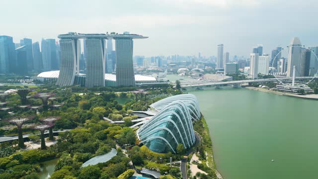 Gardens the bay skyline, Singapore_aerial view