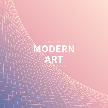 Modern and trendy background. Abstract geometric design composed of a curved perspective grid with 3d effect and beautiful color gradient. This illustration can be used for your design, with space for your text (colors used: Beige, Orange, Pink, Gray, Purple). Vector Illustration (EPS file, well layered and grouped), square format (1:1). Easy to edit, manipulate, resize or colorize. Vector and Jpeg file of different sizes.