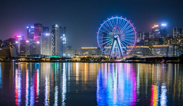 Shenzhen Qianhai Free Trade Zone cityscape at night