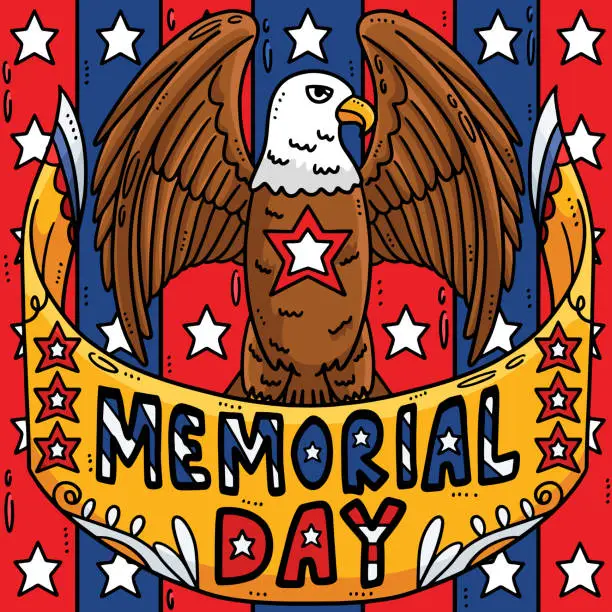 Vector illustration of Memorial Day Colored Cartoon Illustration