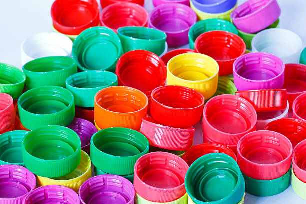 istock Colorful plastic bottle screw caps 180379918