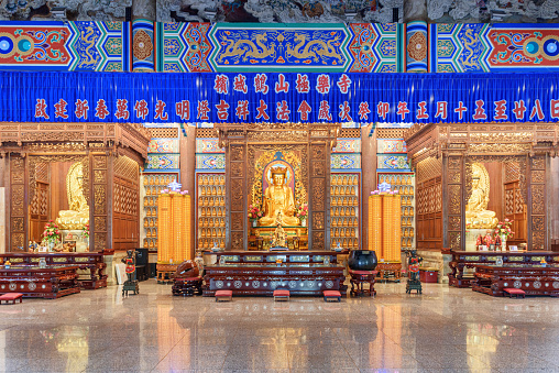 Ququ, Jining, Shandong, China- December 10, 2022: Qufu, Shandong, China- December 11, 2022: Qufu is the hometown of the greatest thinker Confucius. The Mansion, Temple and  Cemetery of  Confucius is World Culture Heritage certified by UNESCO. Here is the Dacheng Hall in the Temple of Confucius.