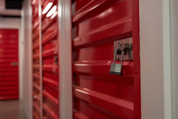 istock Lock on Closed Door of Storage Unit 1803814188
