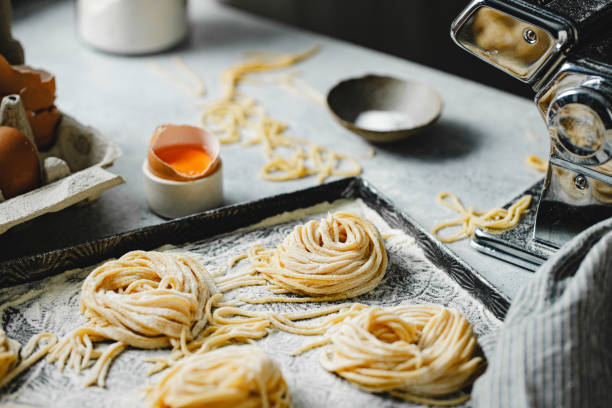 istock Close-up of homemade pasta on the kitchen table 1803824183