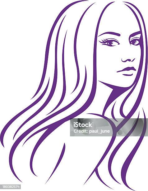 Femme Avec Les Cheveux Longs Illustration Vecteurs libres de droits et plus d'images vectorielles de Adulte - Adulte, Beauté, Cheveux longs