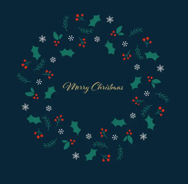 Vector illustration of Simple and stylish Christmas wreath illustration