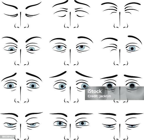 아이즈 표정 눈-신체 부분에 대한 스톡 벡터 아트 및 기타 이미지 - 눈-신체 부분, 얼굴 표현, 무관심