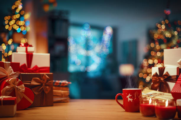 istock Christmas decorations and gifts at home 1803849100