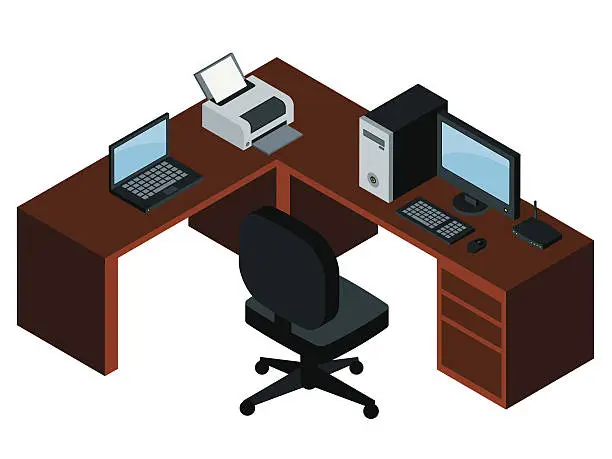 Vector illustration of Office Desk