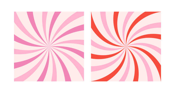 cukierkowy kolor sunburst tła. abstrakcyjna różowa kremowa tapeta z promieniami słońca. kolorowe wirujące linie do szablonu, banera, plakatu, ulotki. słodki obrotowy wir z kreskówek lub zestaw z hydromasażem - starburst fruit candy stock illustrations