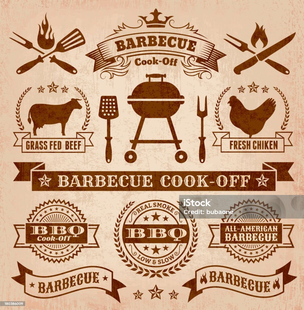 Collezione di barbecue estivi immagini - arte vettoriale royalty-free di Concorso culinario