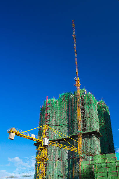 Construction site with cranes stock photo