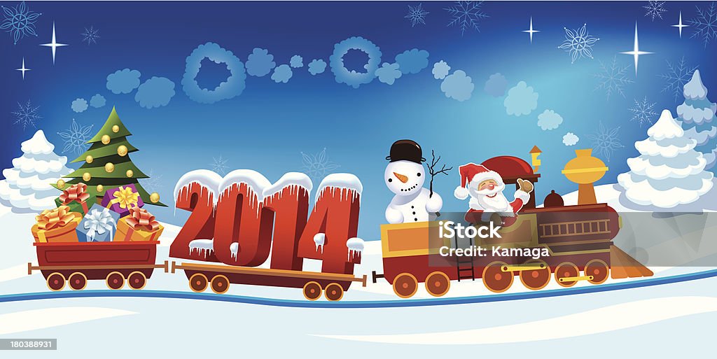 クリスマスの鉄道 - サンタクロースのロイヤリティフリーベクトルアート