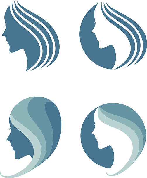 moda icon. symbol kobieta uroda - human hair shampoo hair salon design stock illustrations