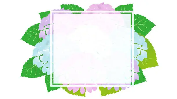 Vector illustration of This is a colorful watercolor style hydrangea background frame illustration.