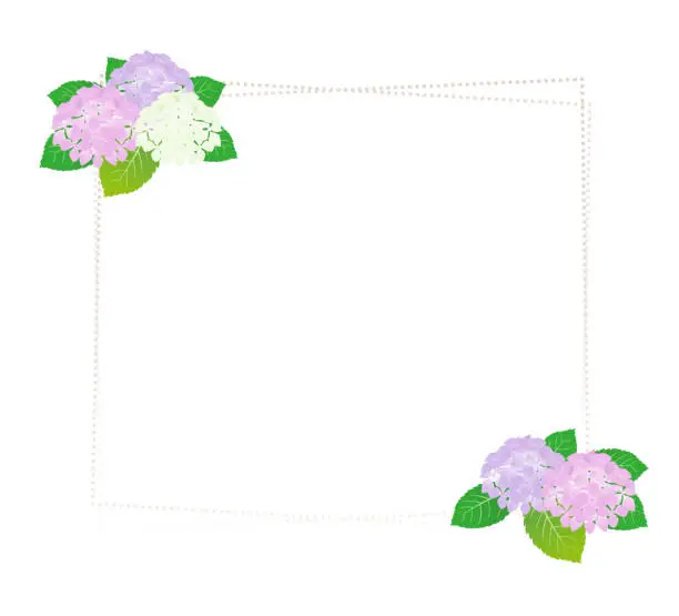 Vector illustration of This is a colorful watercolor style hydrangea background frame illustration.