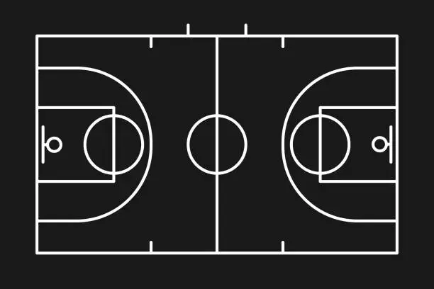 Vector illustration of Basketball court field background line silhouette