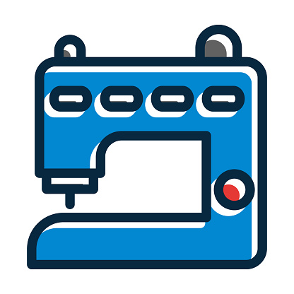 Sewing Machine Vector Thick Line Filled Dark Colors Icons For Personal And Commercial Use.