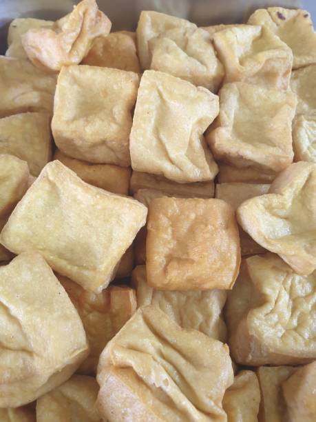 istock Crispy fried tofu with a beautiful brown color 1803948335