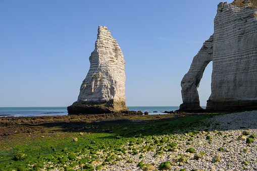 Rocky outcrop into the sea off the Jurassic Coast near Kimmeridge in Dorset.