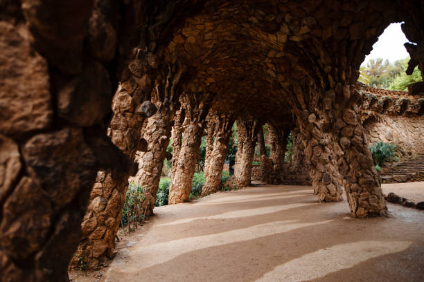 istock Inside view of stone arcade columns in Barcelona 1803967052