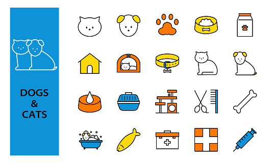 Cat and dog icons, vector illustration