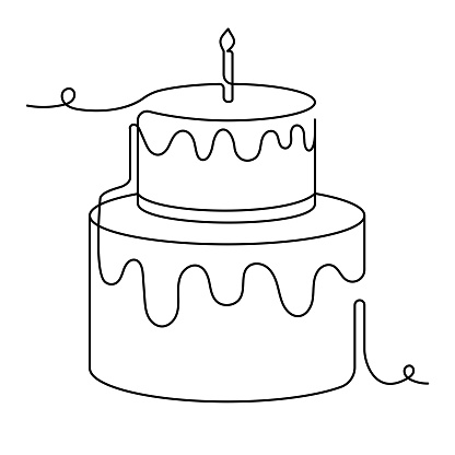 Birthday Cake Continuous Line Icon Design related with Birthday, Celebration, Wedding and so on